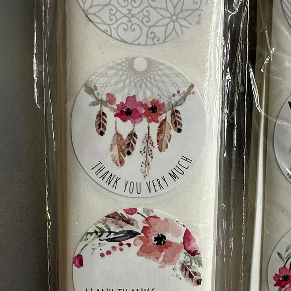 300 1 Inch Boho Floral Thank You Sticker Set - Picture 5 of 8
